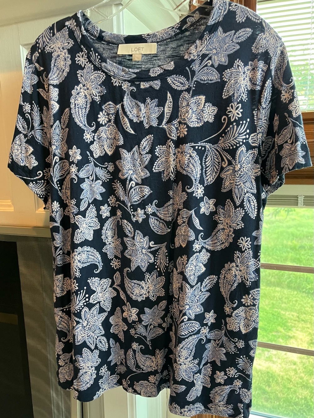 LOFT Navy Short-Sleeve Paisley Tee